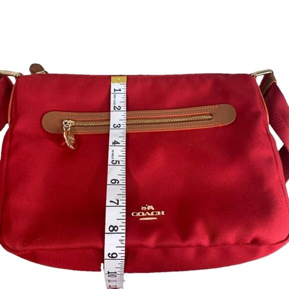 COACH Red Orange Brown Nylon Crossbody - Picture 10 of 11